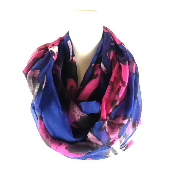 Infinity Scarf Blue Pink Gray 68 X 22 Fall Colors - Picture 1 of 4
